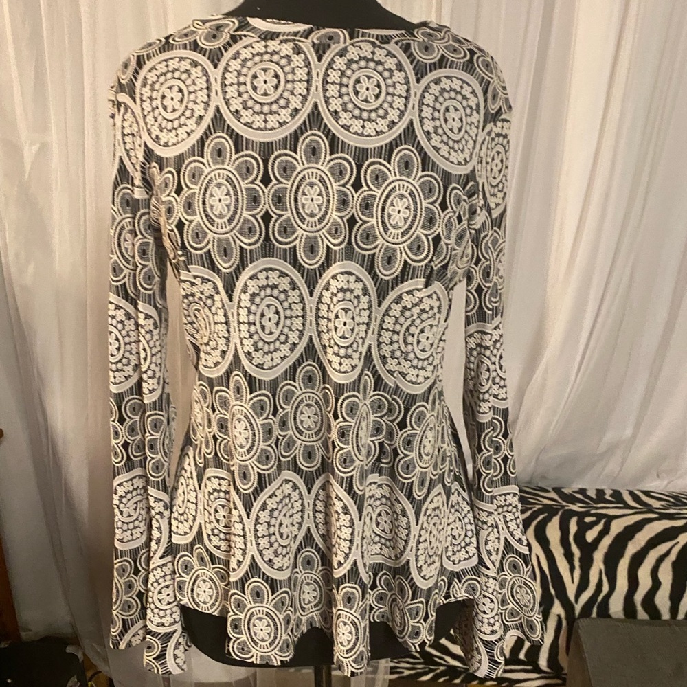 Joseph Ribkoff Black and White Lace Top